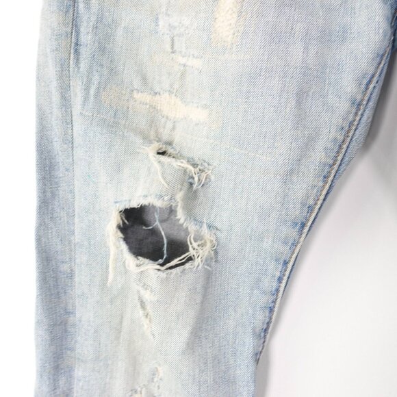 GAP X MICHAEL BASTIAN Jeans  28x30‎ Blue Straight Mid Rise Ripped Button Fly - Picture 16 of 16